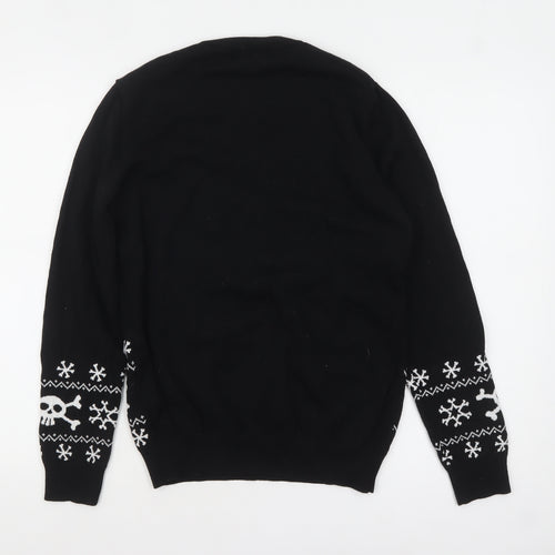 Primark Men's Black Christmas Skull Pullover Jumper Size S