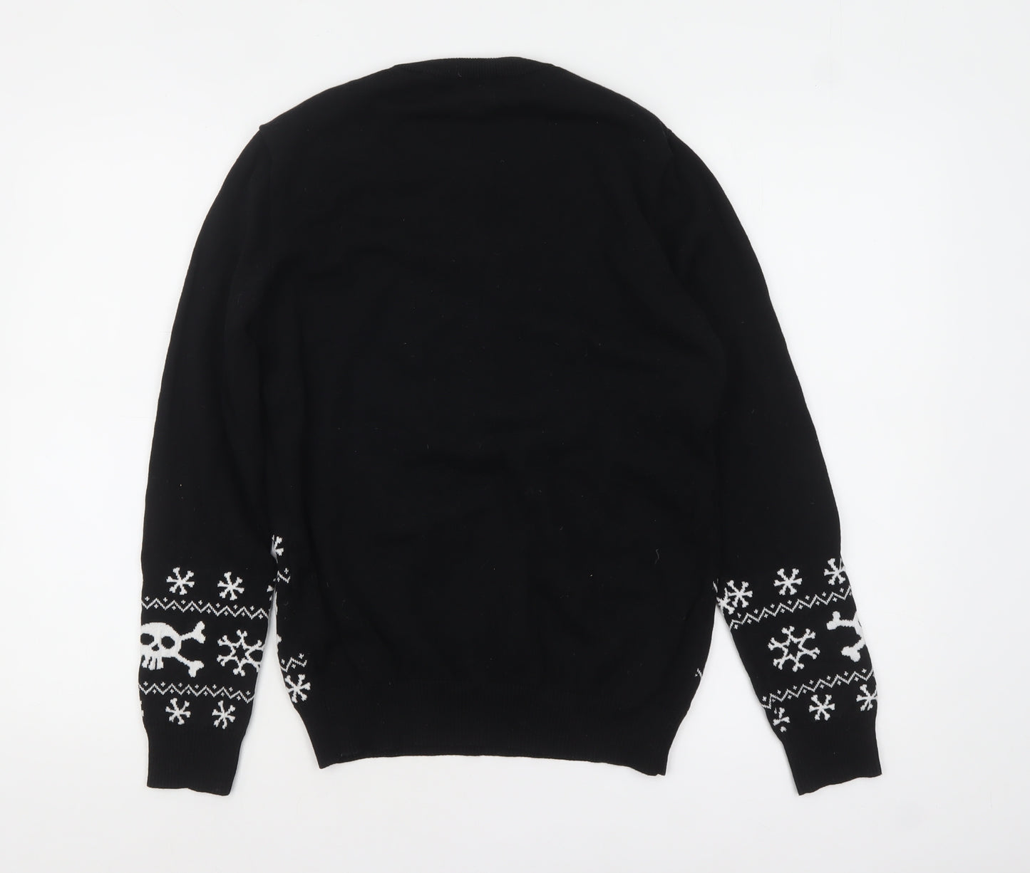 Primark Men's Black Christmas Skull Pullover Jumper Size S