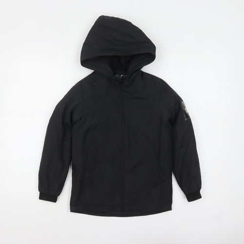 Jack & Jones Boys Black Hooded Puffer Jacket 8 Years Full Zip Lined Coat