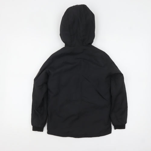 Jack & Jones Boys Black Hooded Puffer Jacket 8 Years Full Zip Lined Coat