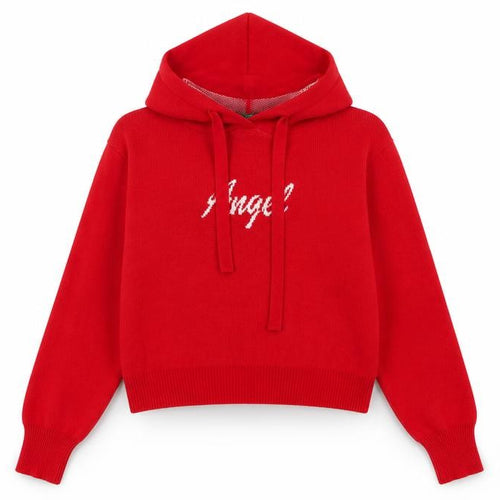 Limon Company Women’s Red Hooded Pullover Jumper Size L Angel Design