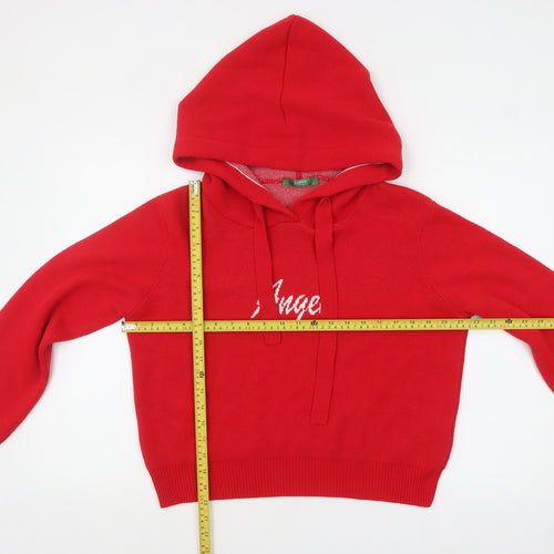 Limon Company Women’s Red Hooded Pullover Jumper Size L Angel Design