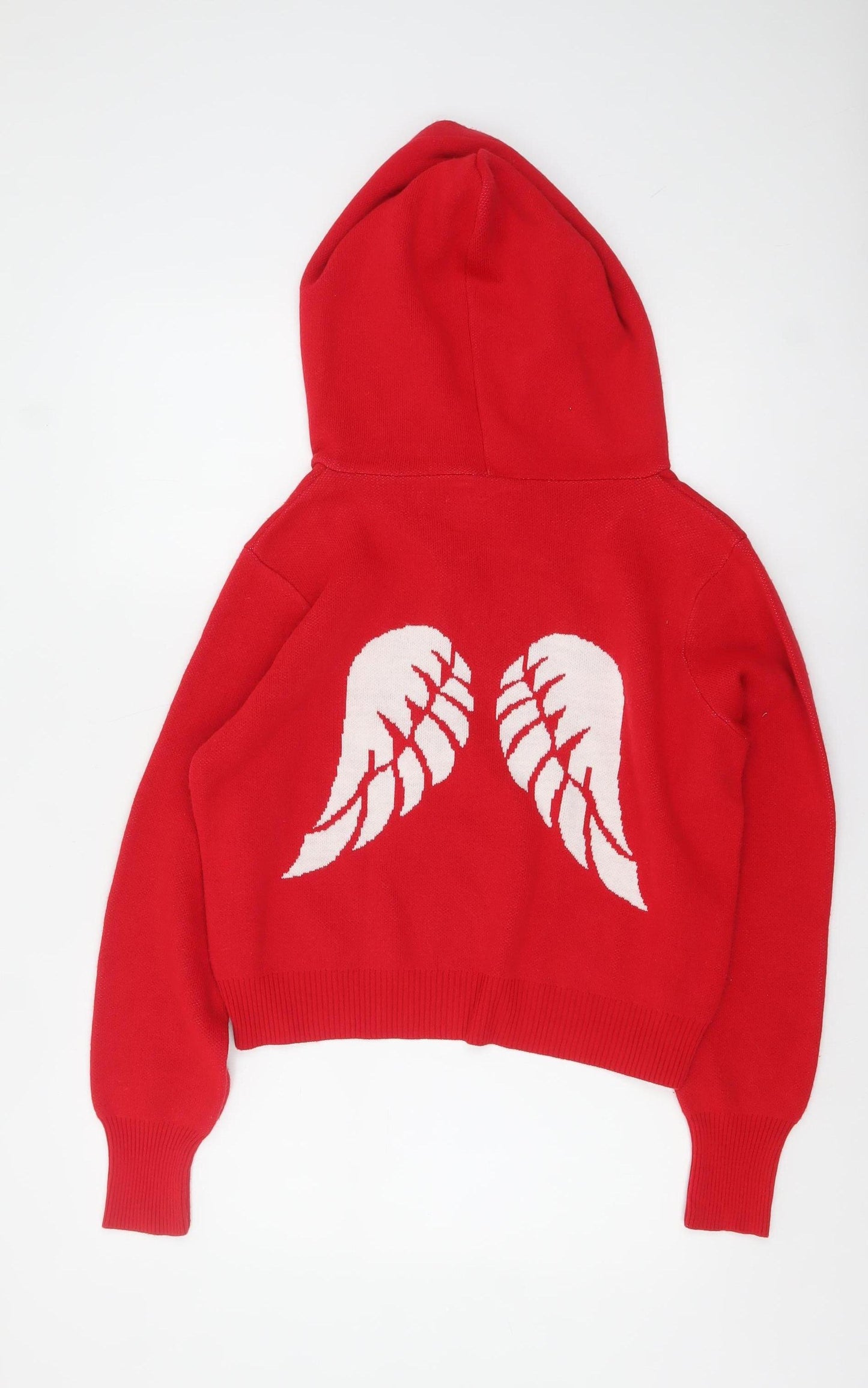 Limon Company Women’s Red Hooded Pullover Jumper Size L Angel Design