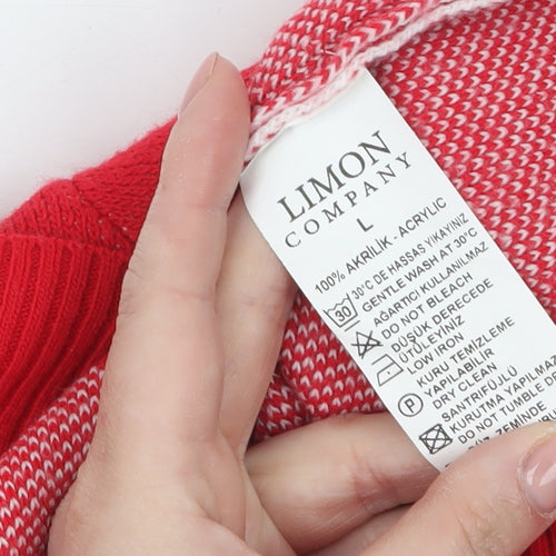 Limon Company Women’s Red Hooded Pullover Jumper Size L Angel Design