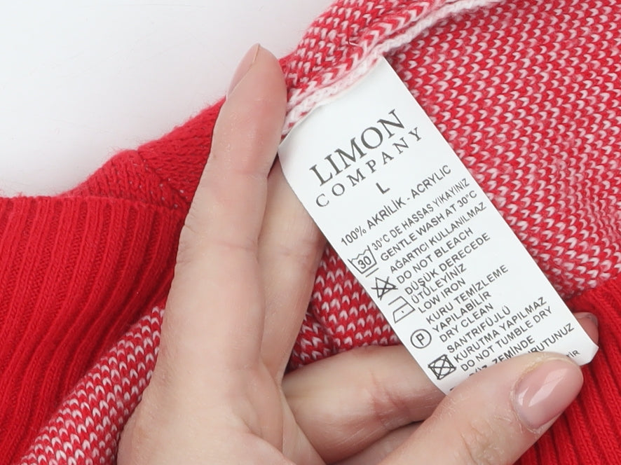 Limon Company Women’s Red Hooded Pullover Jumper Size L Angel Design