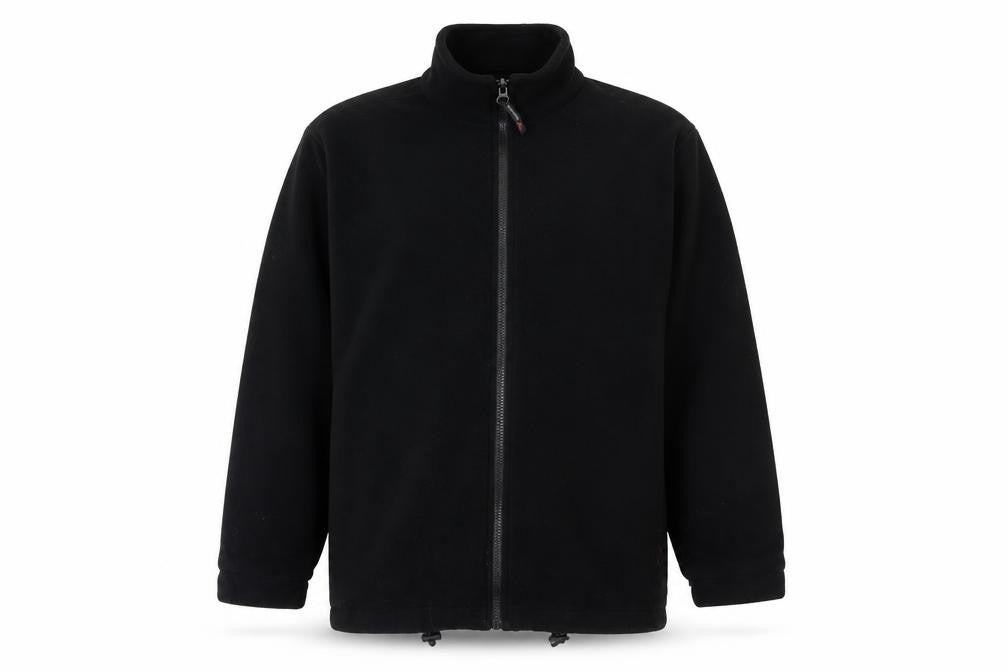 Front view of Snowdonia Men's Black Fleece Full Zip Jacket, size M, 40in