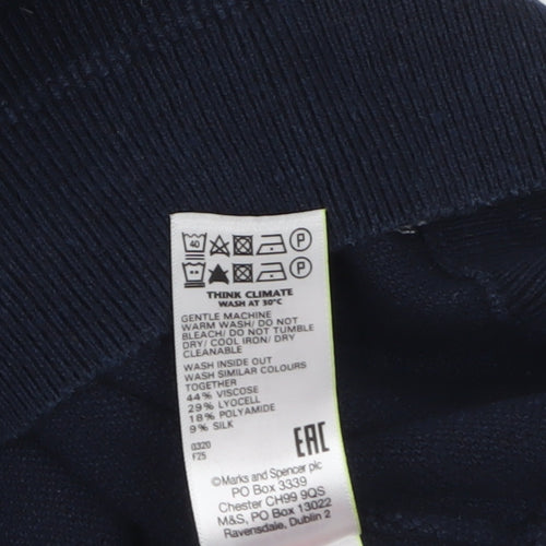 Marks and Spencer Autograph Men's Navy Short Sleeve Silk Blend Polo L