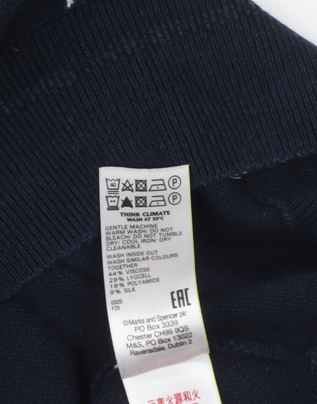 Marks and Spencer Autograph Men's Navy Short Sleeve Silk Blend Polo L