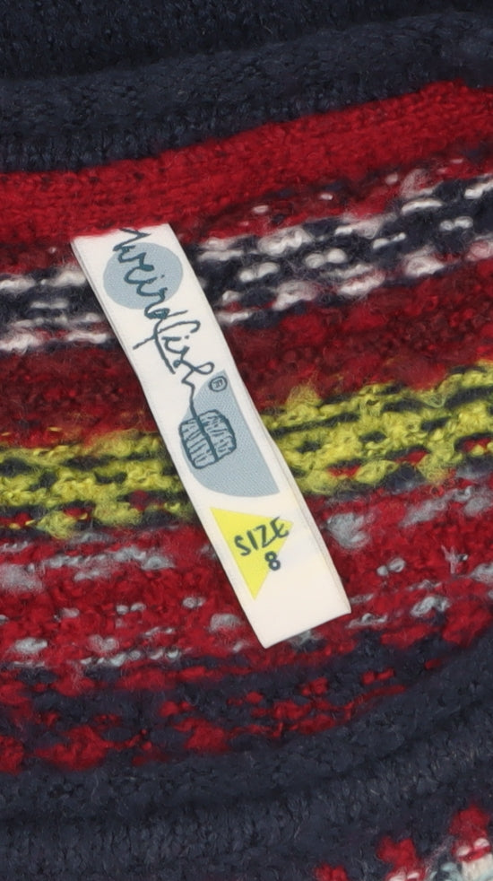 Weird Fish Women's Navy Fair Isle Knit Jumper Size 8 Acrylic Blend