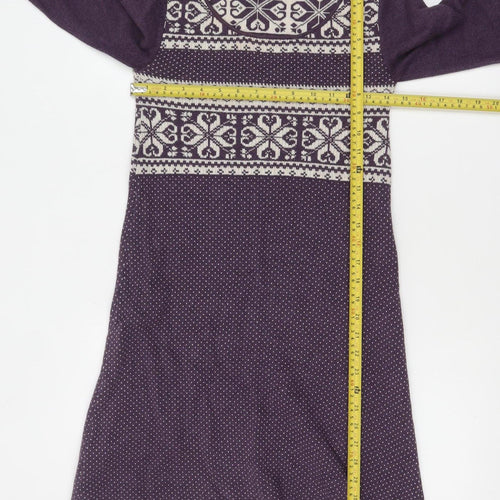 Fat Face Women’s Purple Fair Isle Wool Blend Tunic Jumper Size 10