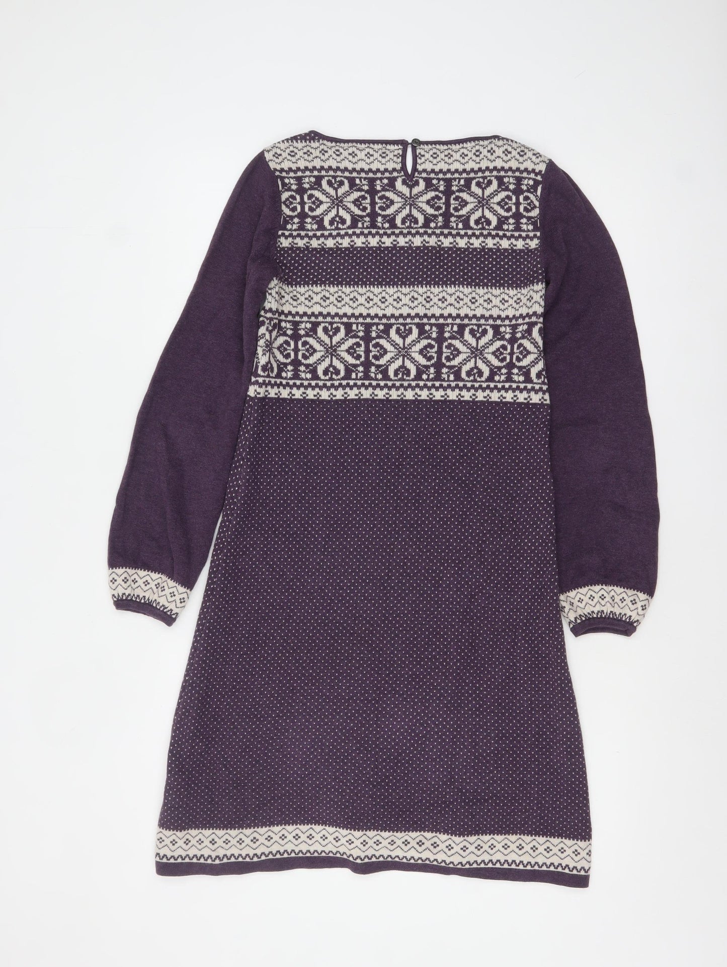 Fat Face Women’s Purple Fair Isle Wool Blend Tunic Jumper Size 10