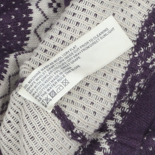 Fat Face Women’s Purple Fair Isle Wool Blend Tunic Jumper Size 10
