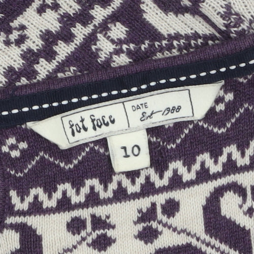 Fat Face Women’s Purple Fair Isle Wool Blend Tunic Jumper Size 10