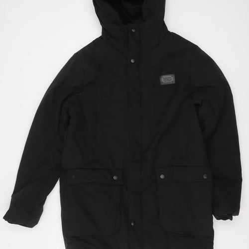 Jean Pascale Womens Black M Hooded Parka Coat Water Resistant