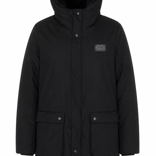 Jean Pascale Womens Black M Hooded Parka Coat Water Resistant