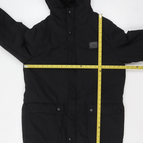 Jean Pascale Womens Black M Hooded Parka Coat Water Resistant