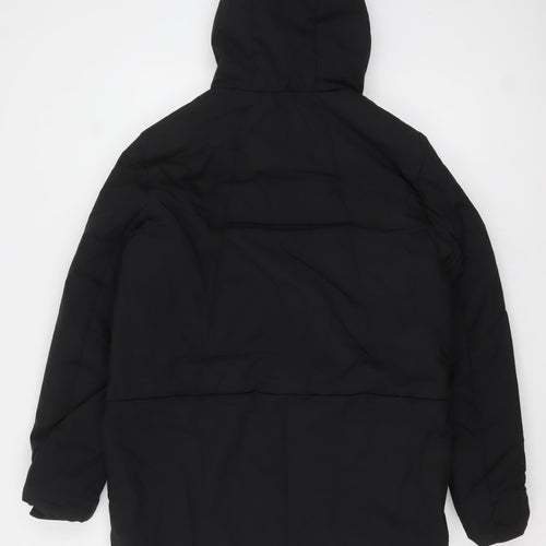 Jean Pascale Womens Black M Hooded Parka Coat Water Resistant