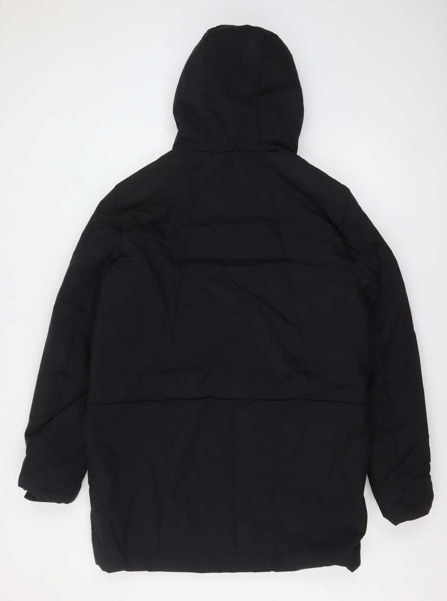 Jean Pascale Womens Black M Hooded Parka Coat Water Resistant