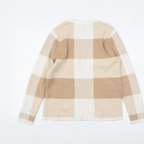 Bonmarché Womens Beige Check Knit Pullover Jumper Size 12