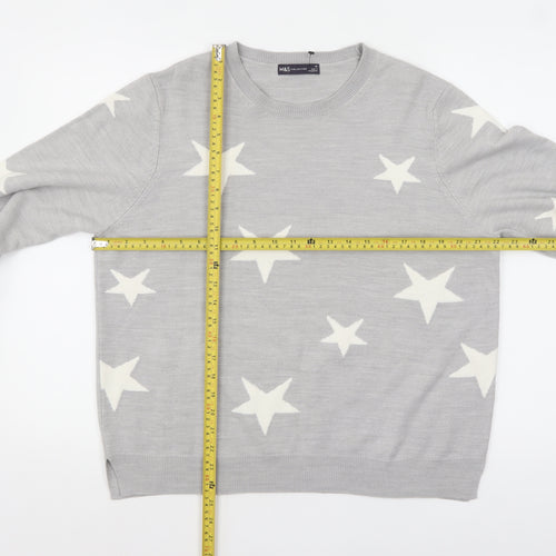 Marks and Spencer Women Grey Star Knit Pullover Jumper Size 18