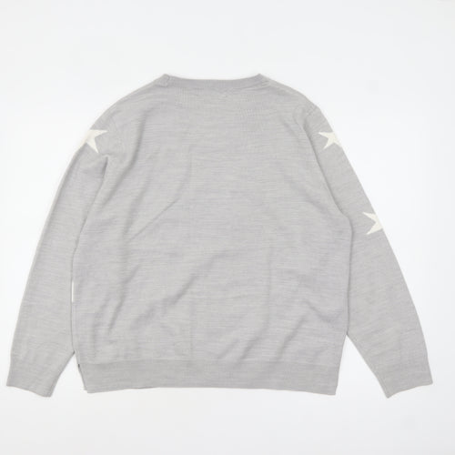 Marks and Spencer Women Grey Star Knit Pullover Jumper Size 18