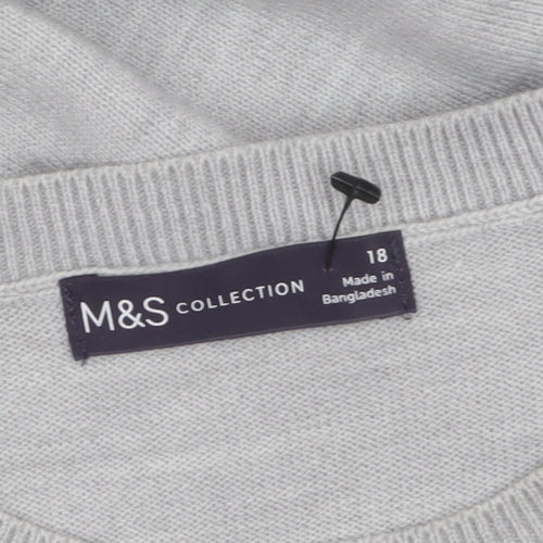 Marks and Spencer Women Grey Star Knit Pullover Jumper Size 18