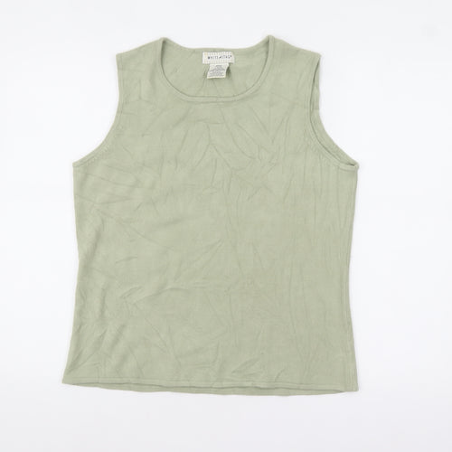 White Stag Women Green Knit Sleeveless Pullover Jumper L