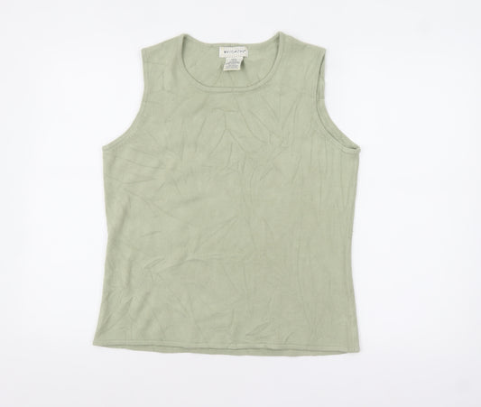 White Stag Women Green Knit Sleeveless Pullover Jumper L