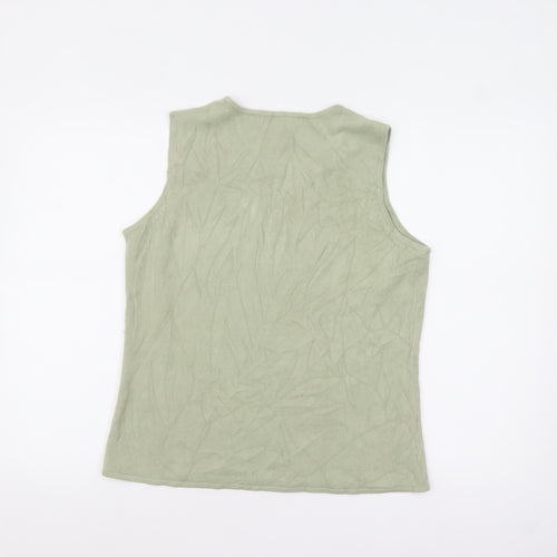 White Stag Women Green Knit Sleeveless Pullover Jumper L