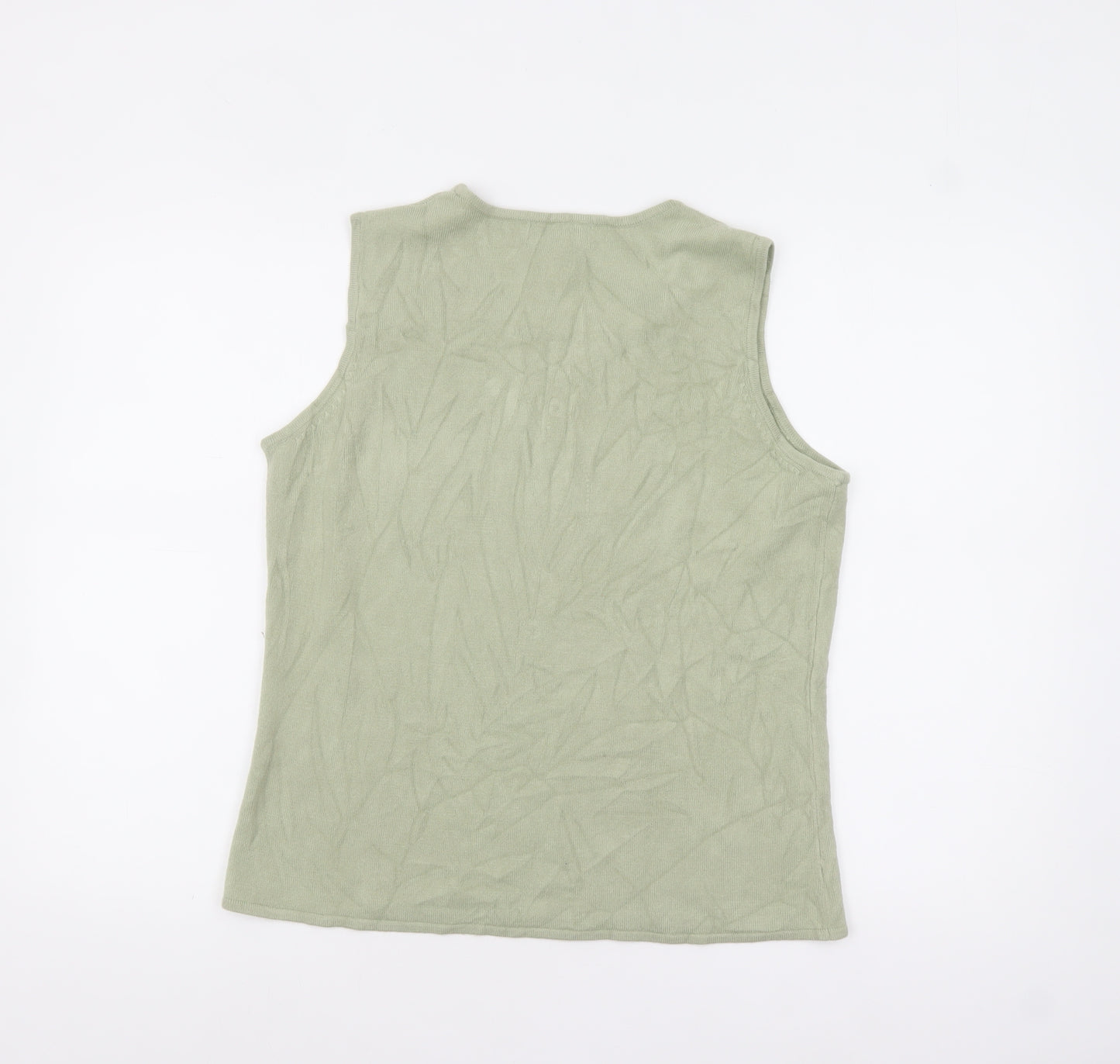 White Stag Women Green Knit Sleeveless Pullover Jumper L