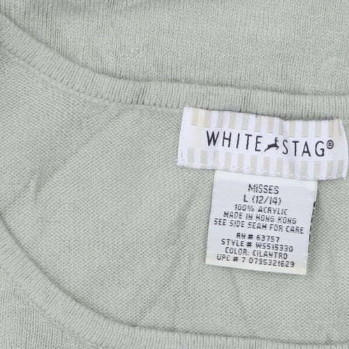 White Stag Women Green Knit Sleeveless Pullover Jumper L