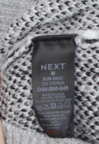 Next Women Grey Fair Isle Mock Neck Chunky Knit Jumper Size 14