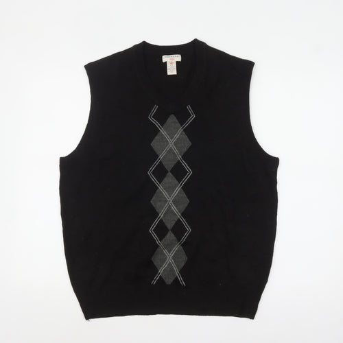 Dockers Men’s Black Argyle Sleeveless Knit Vest Jumper L