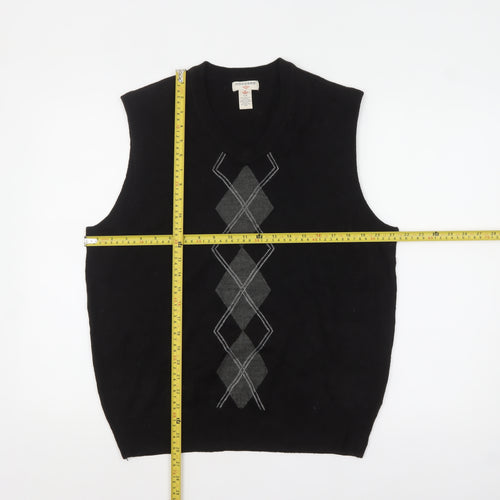 Dockers Men’s Black Argyle Sleeveless Knit Vest Jumper L