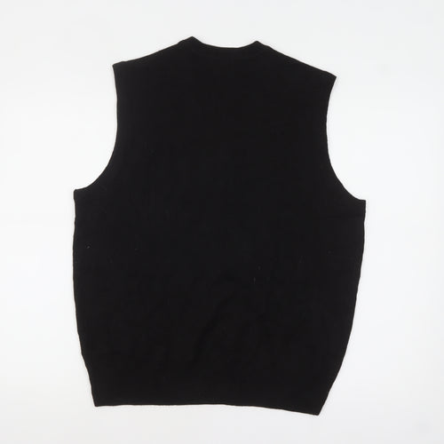 Dockers Men’s Black Argyle Sleeveless Knit Vest Jumper L