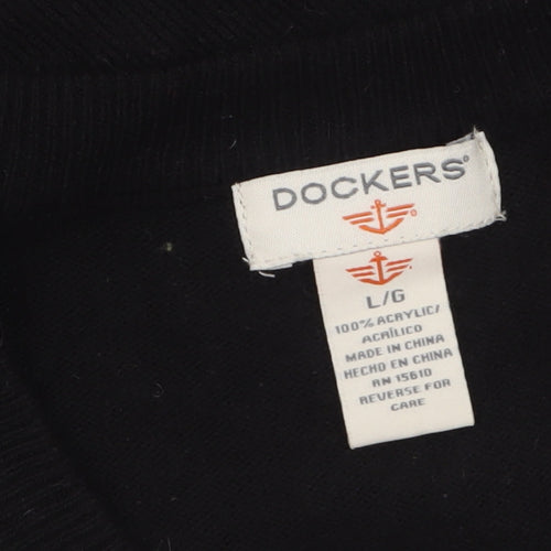 Dockers Men’s Black Argyle Sleeveless Knit Vest Jumper L