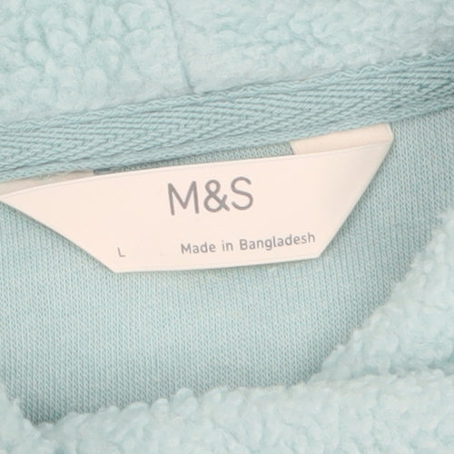 Marks and Spencer Women Blue Fleece Pullover Sweatshirt L