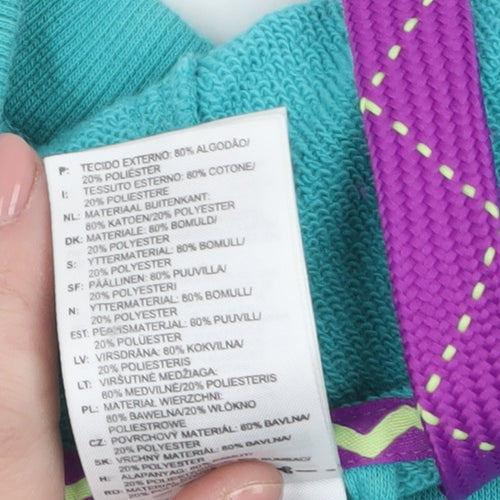 Adidas Women Turquoise Full Zip Cropped Hoodie UK 12-14