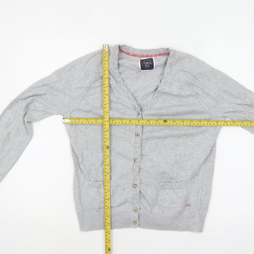 Mantaray Women's Grey Cotton V-Neck Cardigan L