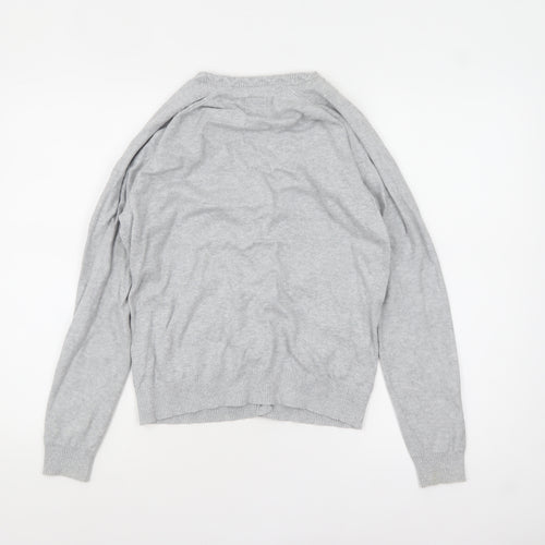 Mantaray Women's Grey Cotton V-Neck Cardigan L