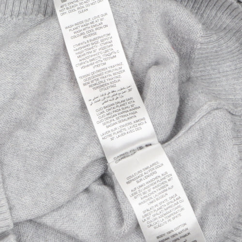 Mantaray Women's Grey Cotton V-Neck Cardigan L