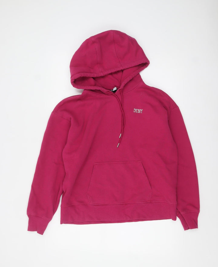 DKNY Sport Women's Pink Pullover Hoodie Medium Cotton Blend