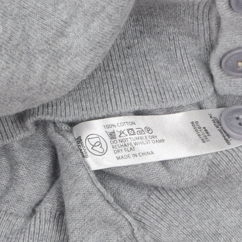 St George by Duffer Men's Grey 2XL Cotton V-Neck Button Cardigan