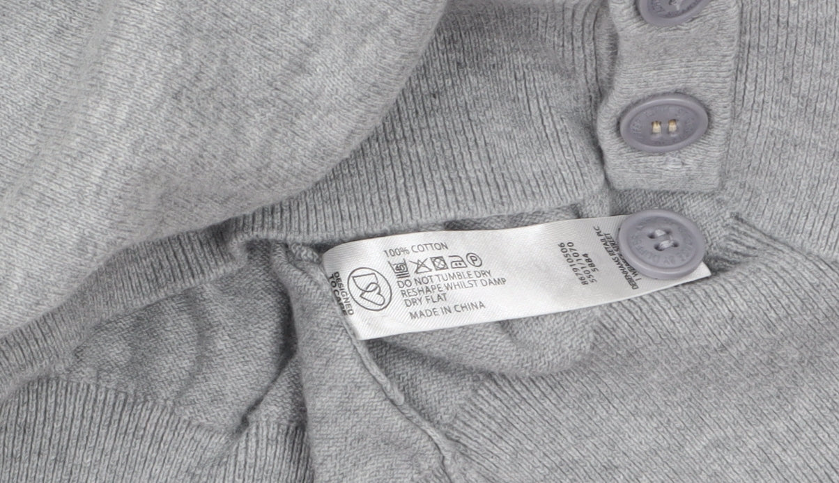 St George by Duffer Men's Grey 2XL Cotton V-Neck Button Cardigan