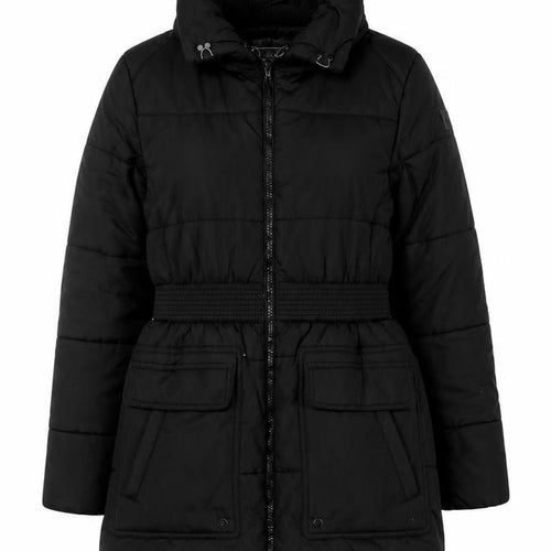 Brave Soul Women's Black Size 14 Puffer Jacket Belted Mid-Length Winter Coat