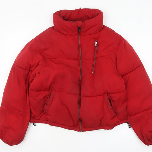Tally Weijl Women's Red Cropped Puffer Jacket Size 10