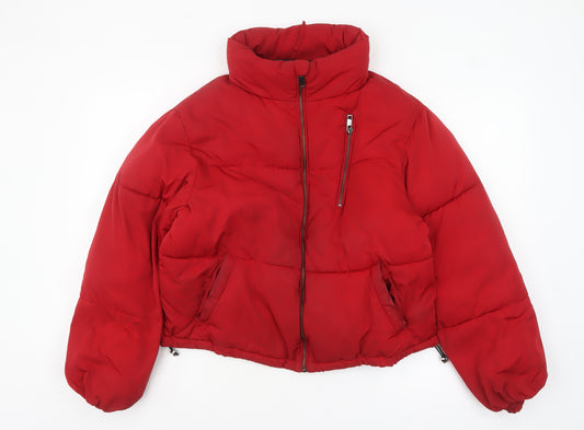 Tally Weijl Women's Red Cropped Puffer Jacket Size 10
