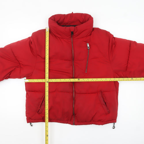 Tally Weijl Women's Red Cropped Puffer Jacket Size 10