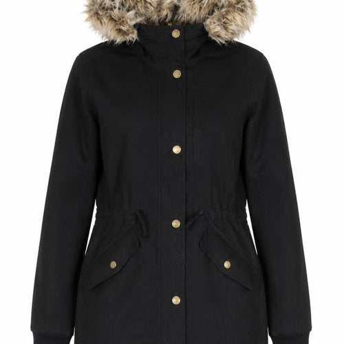 Hollister Womens Black Faux Fur Hooded Parka Coat XS