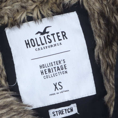 Hollister Womens Black Faux Fur Hooded Parka Coat XS